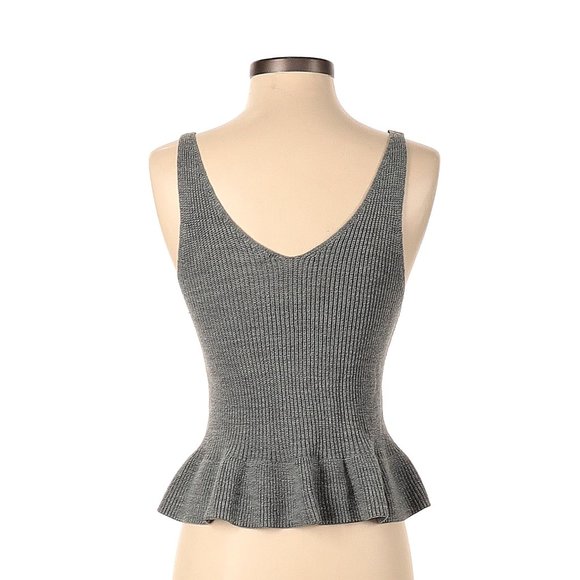 SOLD!! ABound Gray Knit-like Tank Top Peplum - Picture 2 of 4